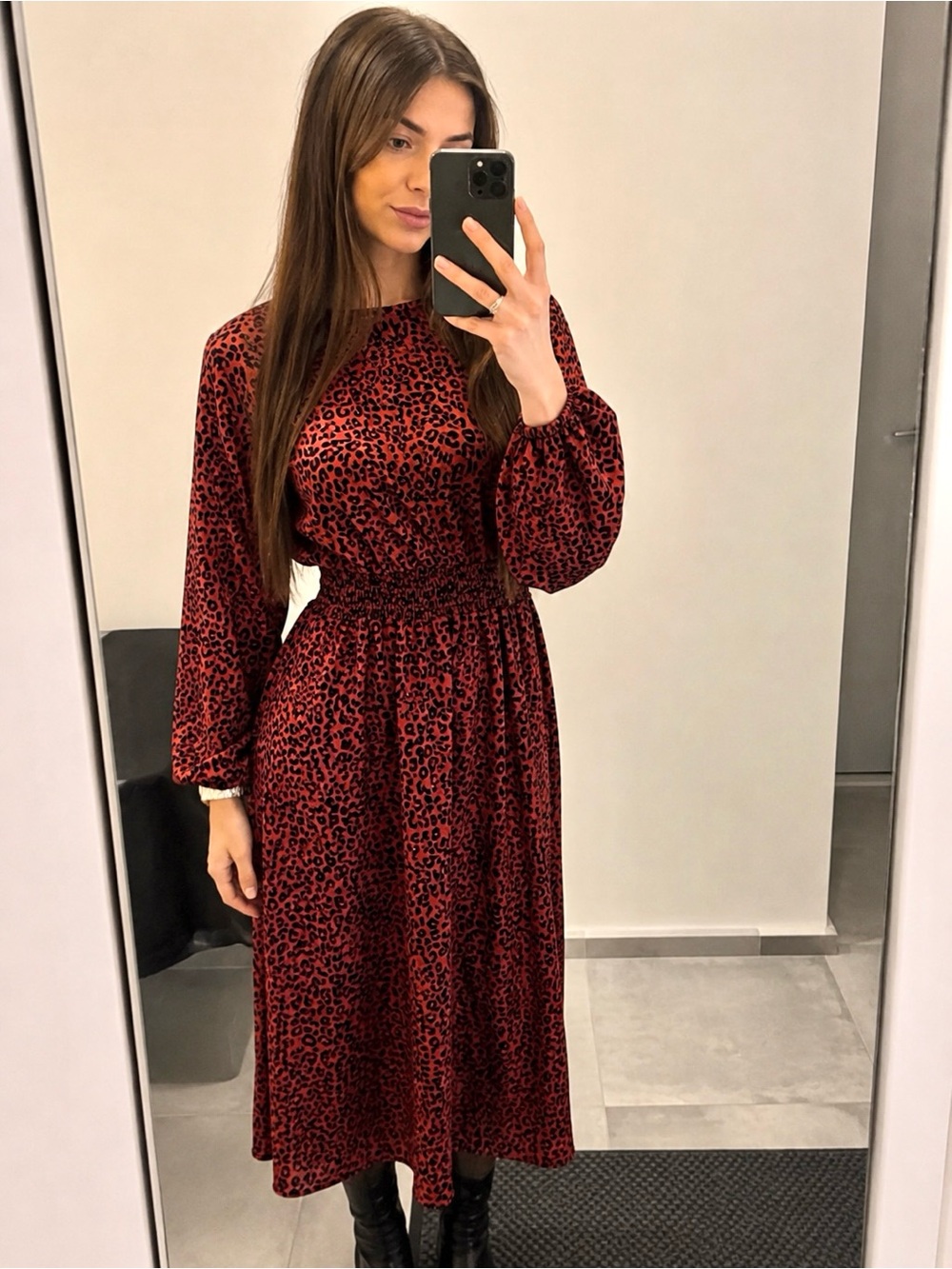 French style dress in leopard print